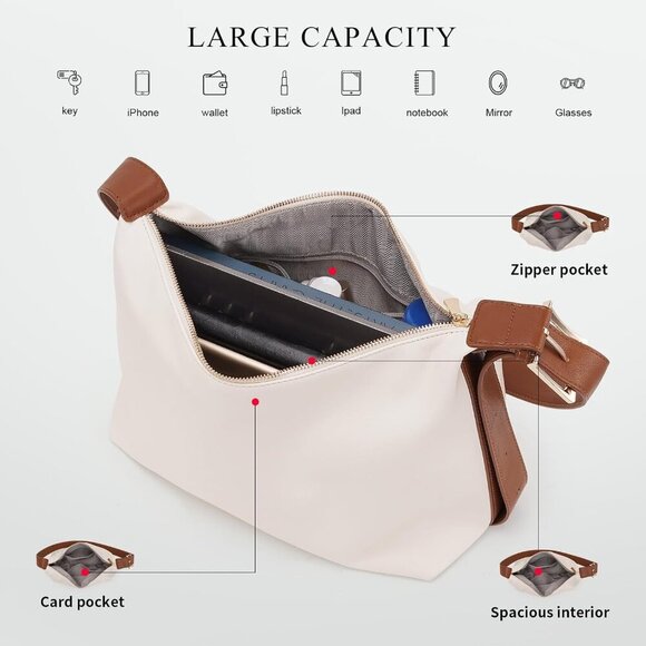 Vegan Leather Hobo Bag Women Tote Shoulder Purse Crossbody Adjustable Strap - Picture 3 of 8